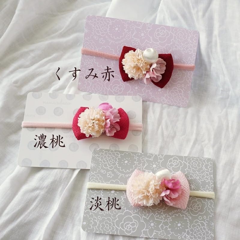 Amazon.co.jp: [ネネズデコ] 桜花と小菊くすみちりめんリボン ベビー